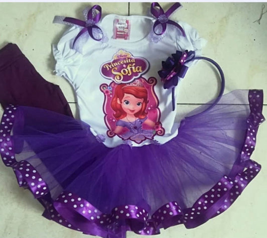 Conjunto Vestido Tutu Princesa Sofia