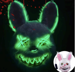 MASCARA DE OSO Y CONEJO LED HALLOWEN DIS